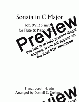 page one of Sonata in C Major for Flute & Piano Mvt. 1 Hob. XVI:35