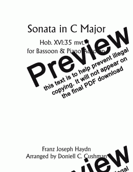 page one of Sonata in C Major for Bassoon & Piano Mvt. 1 Hob. XVI:35