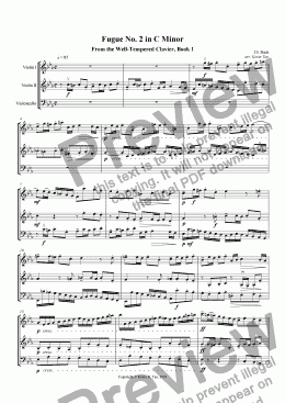 page one of Fugue No. 2 in C minor from the Well-Tempered Clavier, Book 1