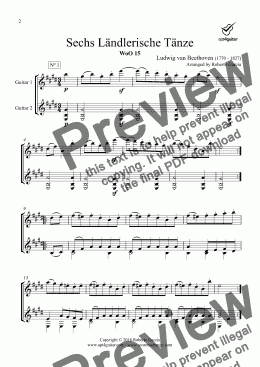 page one of Sechs Ländlerische Tänze for guitar duet