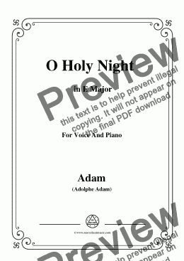 page one of Adam-O Holy night cantique de noel in E Major, for Voice and Piano