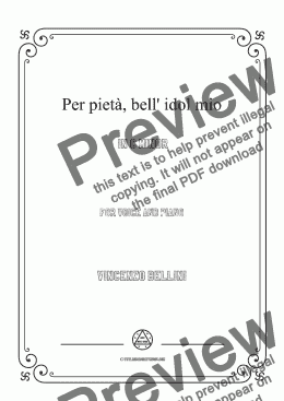 page one of Bellini-Per pietà,bell' idol mio in c minor,for voice and piano