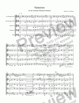 page one of "Variations on the German National Anthem"