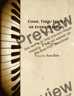 page one of Come, Thou Fount of Every Blessing (piano duet)