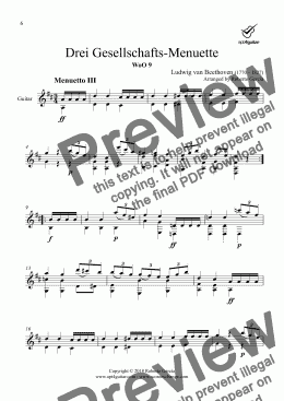 page one of Menuetto WoO 9 nº 3 for solo guitar