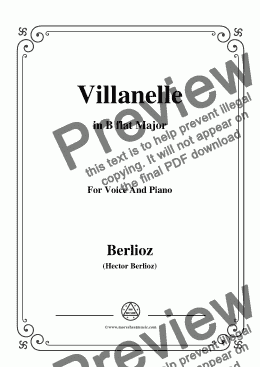 page one of Berlioz-Villanelle in B flat Major,for voice and piano