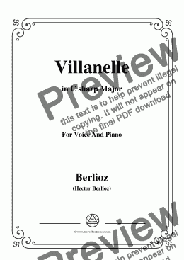 page one of Berlioz-Villanelle in C sharp Major,for voice and piano