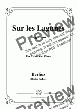 page one of Berlioz-Sur les Lagunes in g minor,for voice and piano