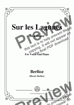 page one of Berlioz-Sur les Lagunes in a minor,for voice and piano