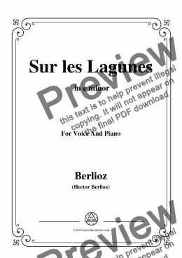 page one of Berlioz-Sur les Lagunes in e minor,for voice and piano