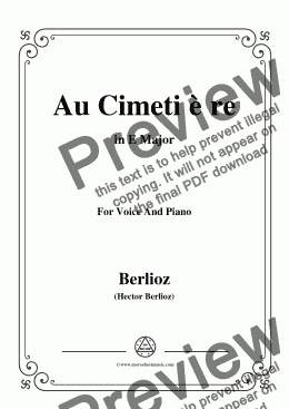 page one of Berlioz-Au Cimetière in E Major,for voice and piano