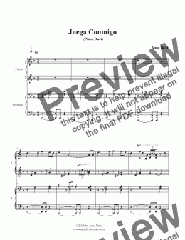 page one of Juega Conmigo (piano duet)