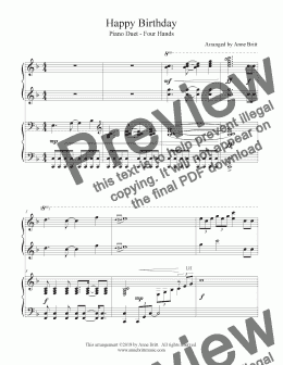 page one of Happy Birthday (piano duet)