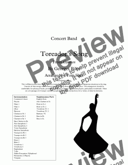 page one of Toreador's Song - Concert Band