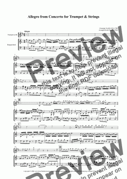 page one of Allegro from Torelli’s Concerto for D Trumpet &  (Intermediate version)