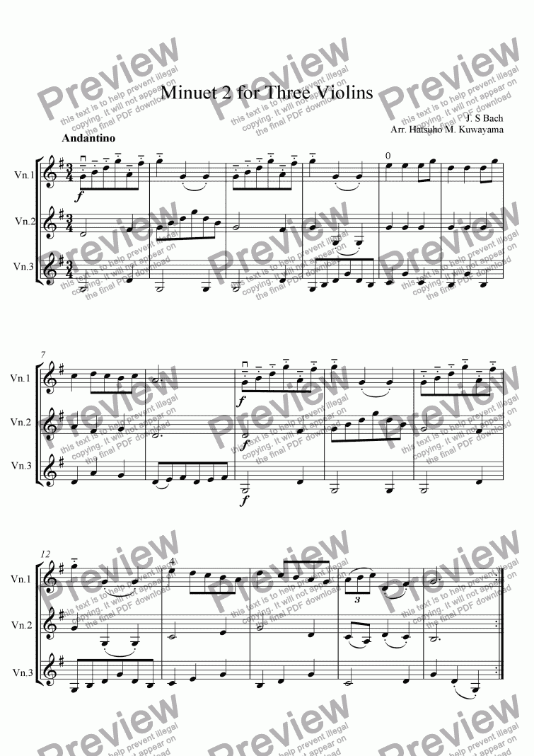 Minuet 1 Violin Sheet Music