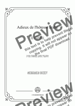 page one of Bizet-Adieux de l'hôtesse arabe in c minor,for voice and piano