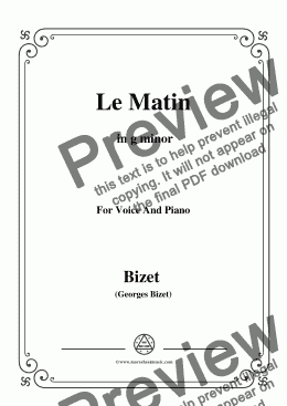 page one of Bizet-Le Matin in g minor,for voice and piano