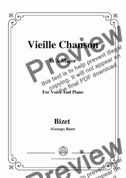 page one of Bizet-Vieille Chanson in A Major,for voice and piano