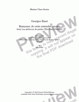 page one of Master Class: Je crois entendre encore (Pearl Fishers) (Tenor or instrumental solo (flute, oboe, clarinet, t. sax, F. horn or violin) & piano)