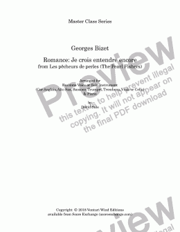 page one of Master Class: Je crois entendre encore (Pearl Fishers) (Baritone or instrumental solo (Eng. horn, a. sax, bassoon, trumpet, trombone, viola or cello) & piano)