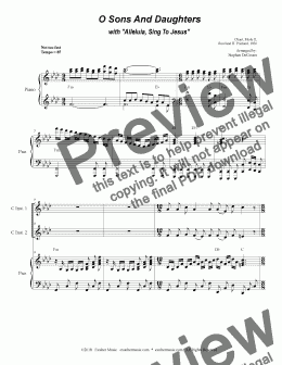 page one of O Sons And Daughters (with "Alleluia, Sing To Jesus) (Duet for C-Instruments)