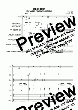 page one of SPORADICUS (for large percussion ensemble) - Score and parts