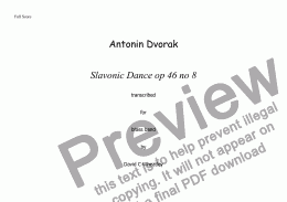 page one of Dvorak - Slavonic dance op 46 no 8 for brass band transcribed by David C Wheatley