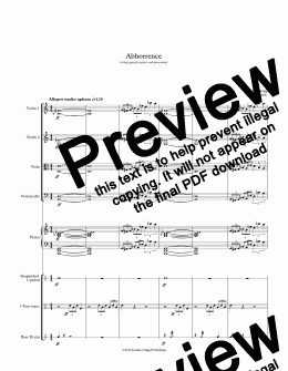 page one of Abhorrence (string quartet, piano and percussion) - Score and parts