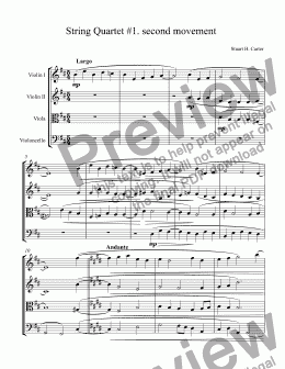 page one of String Quartet #1. second movement