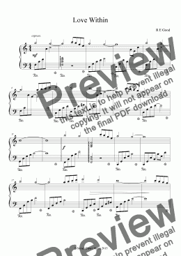 page one of Love Within (romantic piano solo)