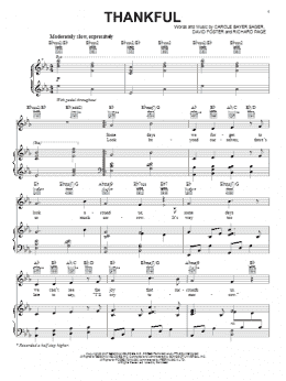 page one of Thankful (Piano, Vocal & Guitar Chords (Right-Hand Melody))