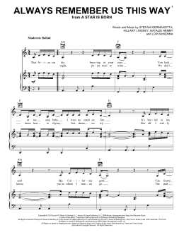 page one of Always Remember Us This Way (from A Star Is Born) (Piano, Vocal & Guitar Chords (Right-Hand Melody))