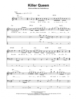 page one of Killer Queen (Bass Guitar Tab)