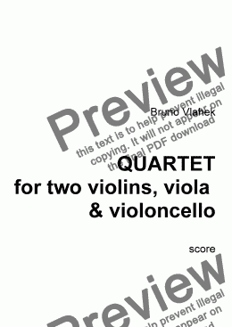 page one of QUARTET for two violins, viola & violoncello