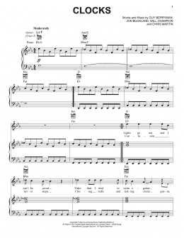 page one of Clocks (Vocal Pro + Piano/Guitar)