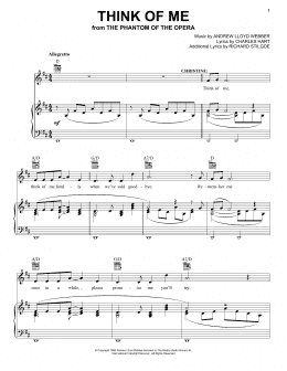 page one of Think Of Me (from The Phantom Of The Opera) (Piano, Vocal & Guitar Chords (Right-Hand Melody))