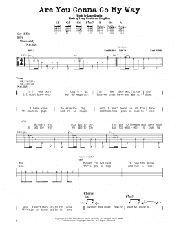 page one of Are You Gonna Go My Way (Guitar Cheat Sheet)