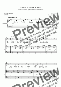 page one of "Nearer my God to Thee" -Funeral Sheet Music Download-Soprano/Tenor (sung on "Titanic")