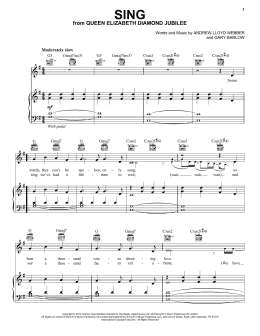 page one of Sing (Piano, Vocal & Guitar Chords (Right-Hand Melody))