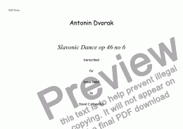 page one of Dvorak - Slavonic dance op 46 no 6 for brass band transcribed by David Wheatley