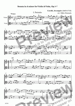 page one of Sonata in d minor for Violin & Viola, Op.5-7