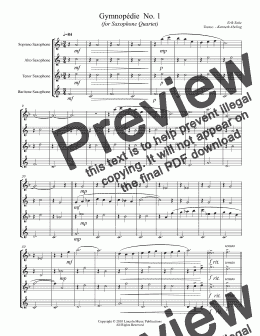 page one of Satie - Gymnopédies 1-3 (for Saxophone Quartet SATB)