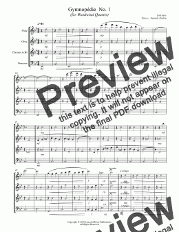 page one of Satie - Gymnopédies 1-3 (for Woodwind Quartet)