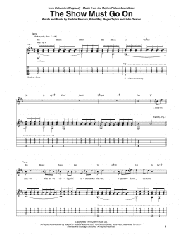 page one of The Show Must Go On (Guitar Tab)