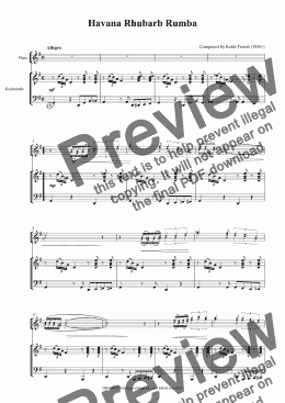 page one of Havana  Rhubarb Rumba for two Flutes & Piano