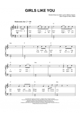 page one of Girls Like You (Easy Piano)