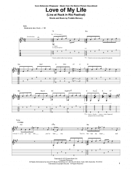 page one of Love Of My Life (Guitar Tab)