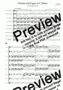 page one of Bach Prelude and Fugue in C Minor (Saxophone Octet)