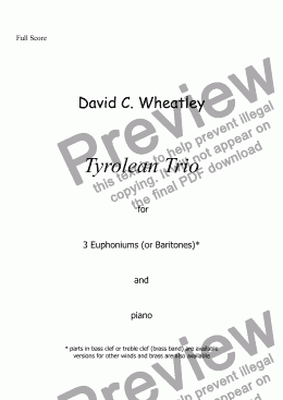 page one of Tyrolean Trio for 3 euphoniums or baritones and piano by David Wheatley